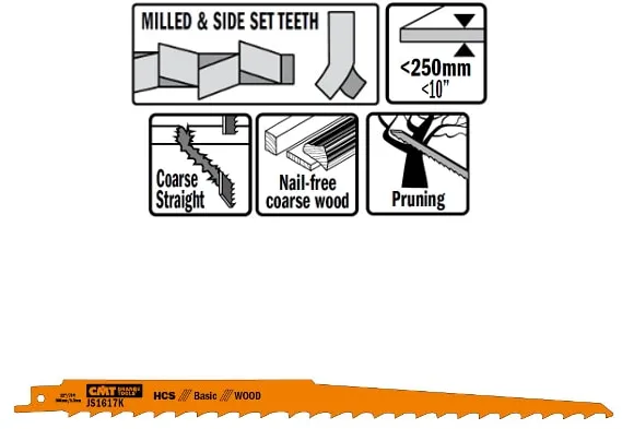 Hoja de sierra de sable 300mm HCS Basic