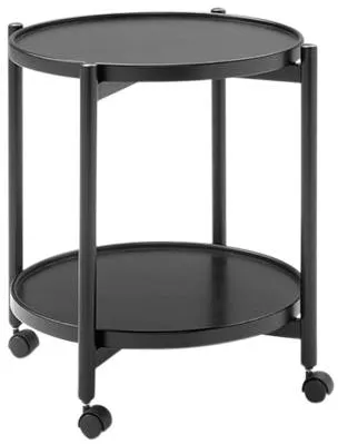 Thomsen Furniture James mesa auxiliar con ruedas - roble teñido negro - Ø 50 cm