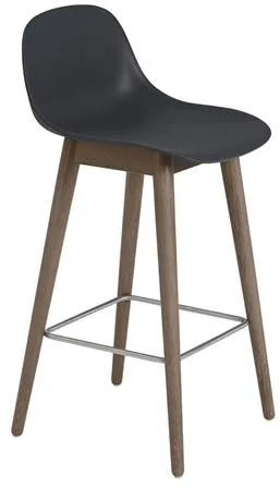 Taburete de barra Muuto Fiber con base y asiento de madera/metal H87,5 cm