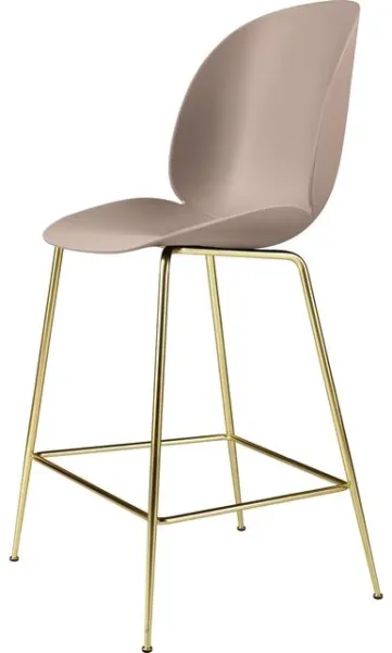 GUBI Beetle Taburete de bar H65 Base cónica Terciopelo rosa/Sweet Pink