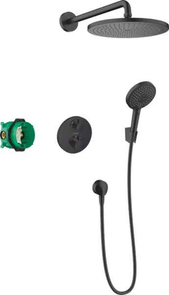Hansgrohe Croma 280 sistema de ducha con Ecostat S, negro mate