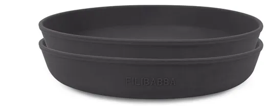 Filibabba Plato de silicona paquete de 2 - Gris piedra