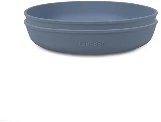 Filibabba Plato de silicona paquete de 2 - Azul polvo
