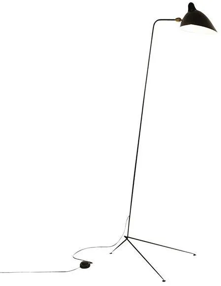 Serge Mouille Lampadaire 1 Droit Lámpara de pie Negra y Latón