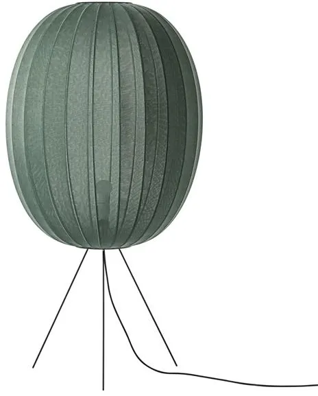 Made By Hand Knit-Wit Lámpara de pie ovalada alta mediana Ø65 Tweed Green