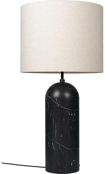 GUBI Gravity Lámpara de pie Mármol Negro y Pantalla de Lienzo XL Baja