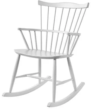 FDB Møbler J52G Silla mecedora blanca