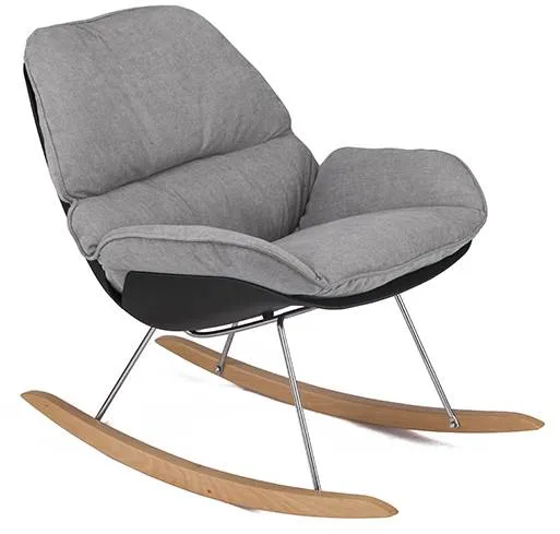 Silla mecedora Milano con tela gris