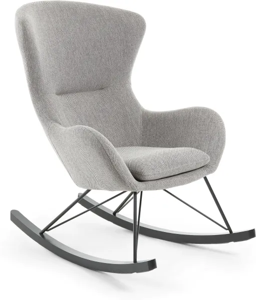 Vania, Silla mecedora, gris/negro, tela