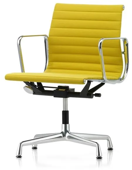 Vitra Aluminium EA 131 Silla de oficina con giro y reposabrazos Verde pastel/Canola