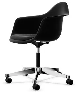 Vitra Eames Plastic PACC Silla de oficina con asiento tapizado y base giratoria Negro/Negro profundo