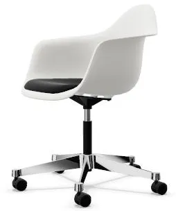 Vitra Eames Plastic PACC Silla de oficina con asiento tapizado y base giratoria Negro/Blanco