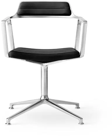 Vipp 452 Silla giratoria con deslizadores de suelo Aluminio/Cuero negro