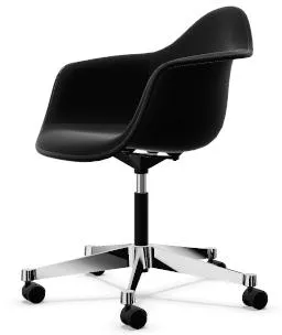 Silla de oficina Vitra Eames Plastic PACC con base giratoria totalmente tapizada Negro/Hopsak F60