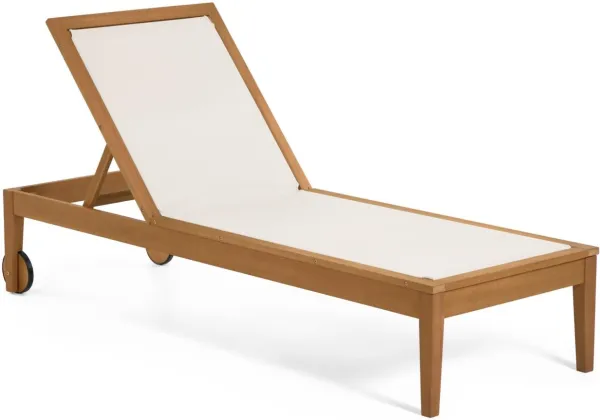 Caterin, tumbona de exterior, blanca, madera maciza