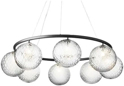 Nuura Miira 8 Circular Lámpara de araña Rock Grey/Óptico Claro