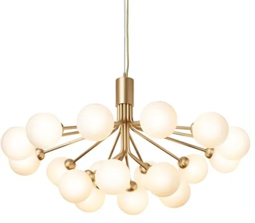 Nuura Apiales 18 Lámpara de araña Latón y Vidrio Opalino