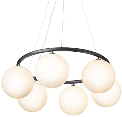 Nuura Miira 6 Circular Lámpara de araña Rock Grey/Opal Blanco