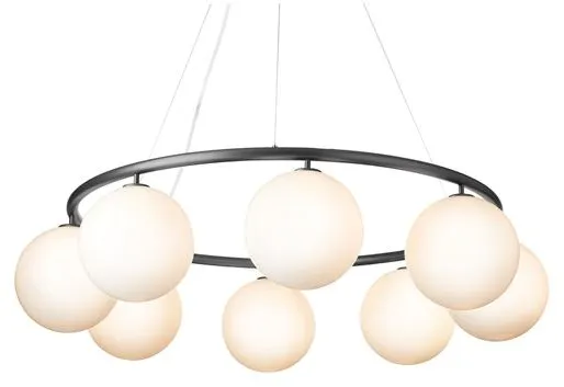 Nuura Miira 8 Circular Lámpara de araña Rock Grey/Opal Blanco