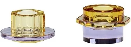 Hübsch Kiosk Candelabros Color Ámbar/Morado Juego de 2