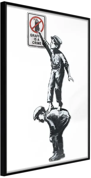 ARTGEIST Póster con marco - Banksy: Graffiti Is a Crime Negro 30x45