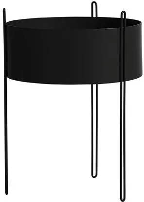 Woud Pidestall Maceta Grande Negra