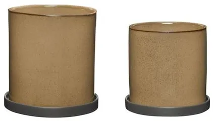 Juego de 2 macetas Hübsch Era Beige