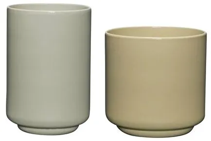 Hübsch Deux Conjunto de Macetas de 2 Verde Claro/Arena