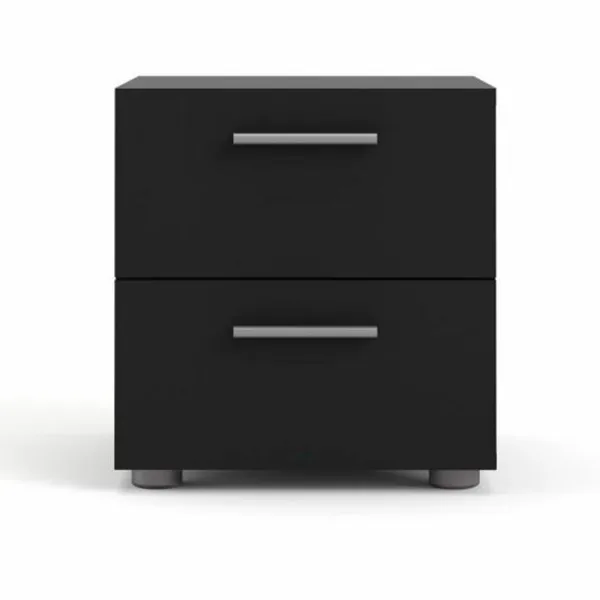 TVILUM Pepe mesita de noche, con 2 cajones - lámina negra y plástico (40x40,25)
