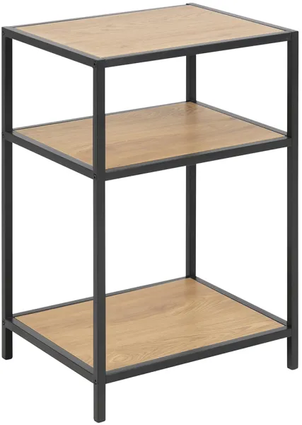 ACT NORDIC Seaford mesita de noche - papel roble salvaje natural/negro/metal, con 2 estantes