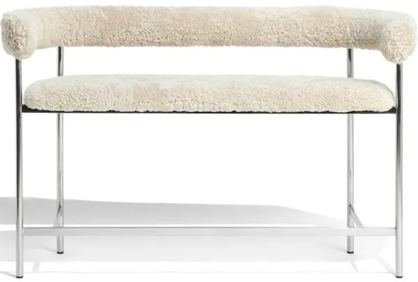 Møbel Copenhagen Font Bar -sofá 75 cm Piel de oveja Oyster/Estructura de acero pulido