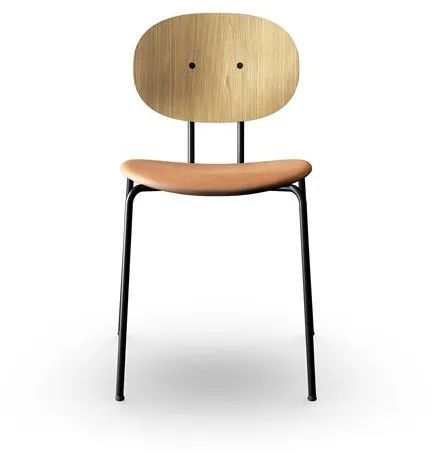 Silla de comedor Sibast Furniture Piet Hein de roble negro y cuero color coñac