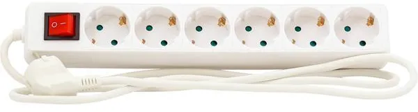 Regleta con interruptor 6 tomas con toma de tierra 1,5m 3G1