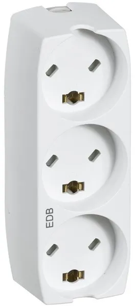 Regleta LK con 3 enchufes rectangulares EDB de 2 polos con toma de tierra, blanca